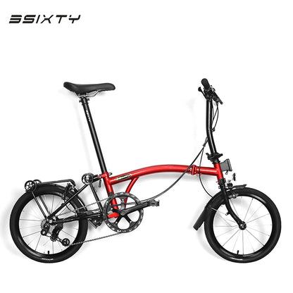 3sixty 16-inch folding bike 6-speed folding bike Chromium-Molybdenum Steel double V brakes portable camping folding urban bike