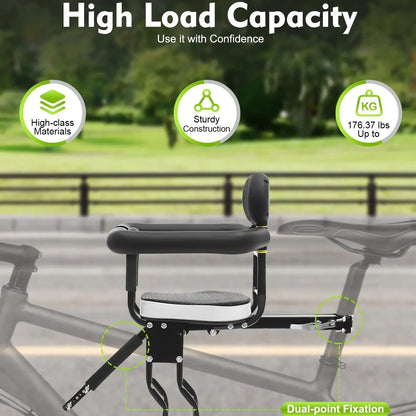 80kg Child Bicycle Seat Adjustable Bicycle Child Carrier Sponge Padding Kids Bike Seat for 1 to 5 Years Old Children