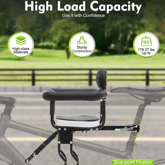 80kg Child Bicycle Seat Adjustable Bicycle Child Carrier Sponge Padding Kids Bike Seat for 1 to 5 Years Old Children