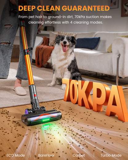 Erabros EV5 70KPA Ultra-Strong Cordless Vacuum Cleaner 550W 80Mins Runtime Wireless Vacuum Cleaner with 4 Modes & Smart Display