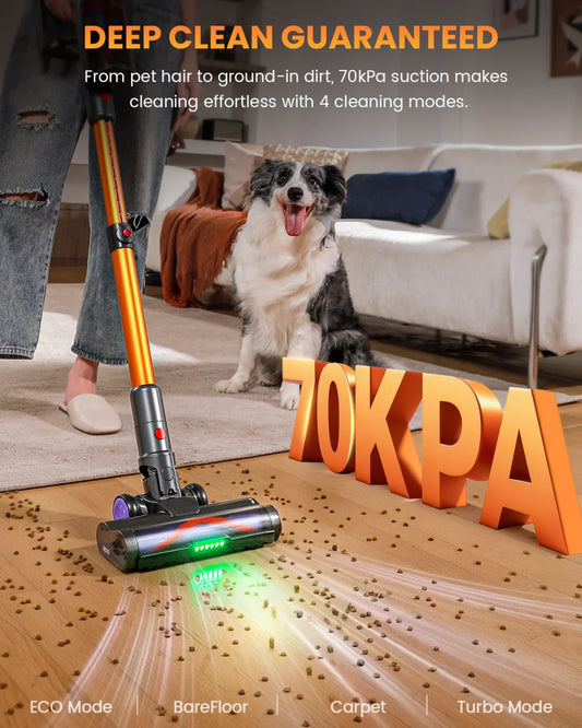 Erabros EV5 70KPA Ultra-Strong Cordless Vacuum Cleaner 550W 80Mins Runtime Wireless Vacuum Cleaner with 4 Modes & Smart Display