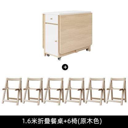 Luxury Folding Dining Table Set W/2-4-6 Folding Chairs