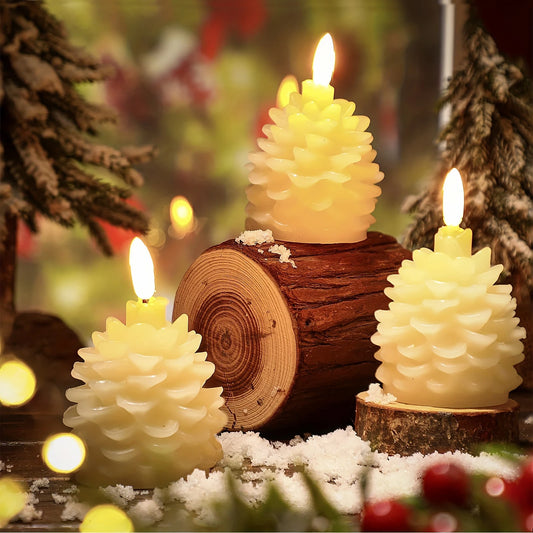 1Pcs Flameless Led Candle For Home Christmas Party Wedding Decoration pinecone Electronic Battery-Power Tealight Candles