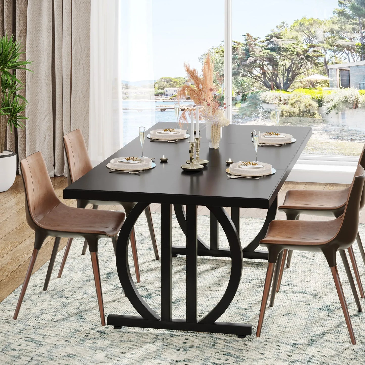 Tribesigns Dining Table for 4-6 People, HD Metal Legs