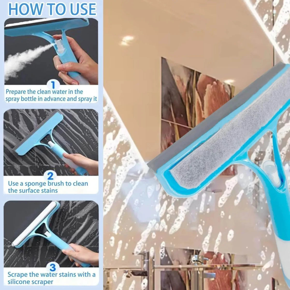 3 in 1 Window Cleaning Squeegee