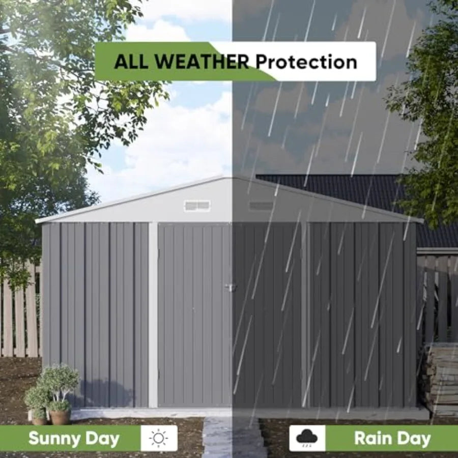 10' x 10' Metal Storage Shed, Lockable