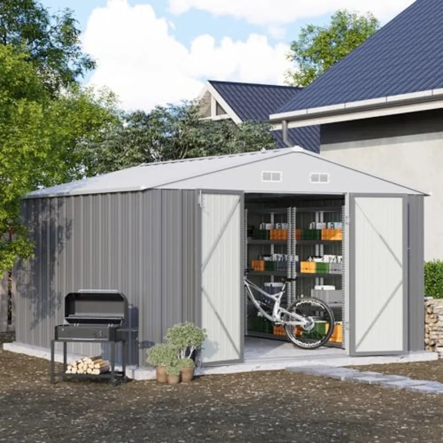 10' x 10' Metal Storage Shed, Lockable