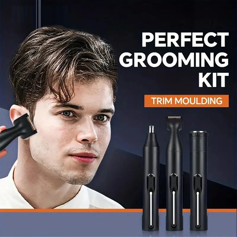 Professional Grooming Kit, USB Rechargeable Nose & Ear Hair Trimmer, Beard and Eyebrow Razor, Men'S Personal Care Tools 4 in 1