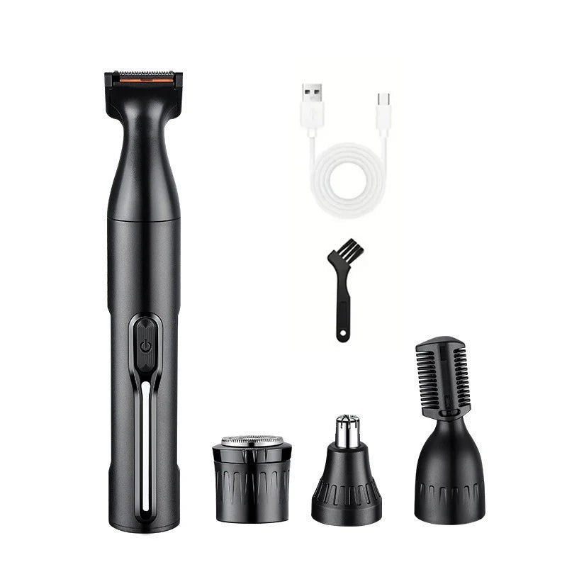 Professional Grooming Kit, USB Rechargeable Nose & Ear Hair Trimmer, Beard and Eyebrow Razor, Men'S Personal Care Tools 4 in 1