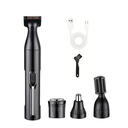 Professional Grooming Kit, USB Rechargeable Nose & Ear Hair Trimmer, Beard and Eyebrow Razor, Men'S Personal Care Tools 4 in 1