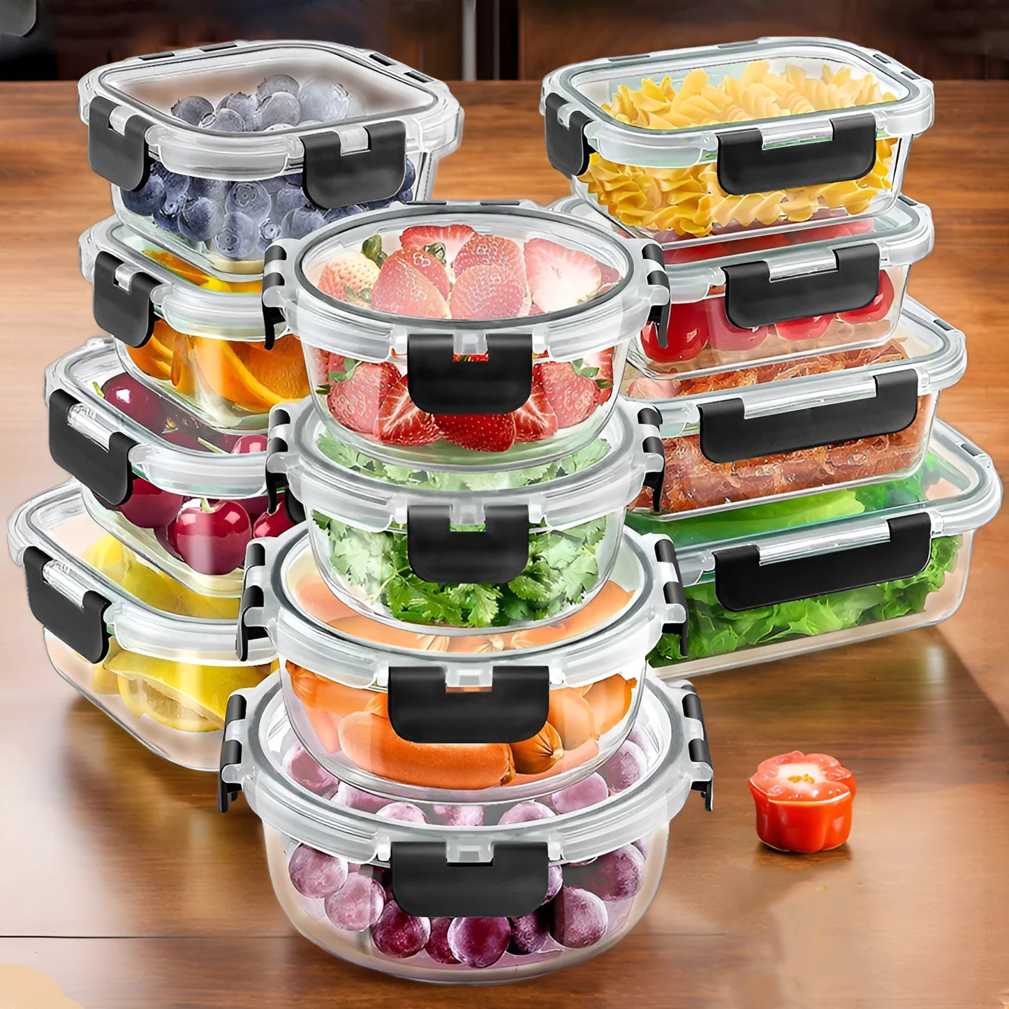 12pcs Glass Lunch Box Food Storage Containers