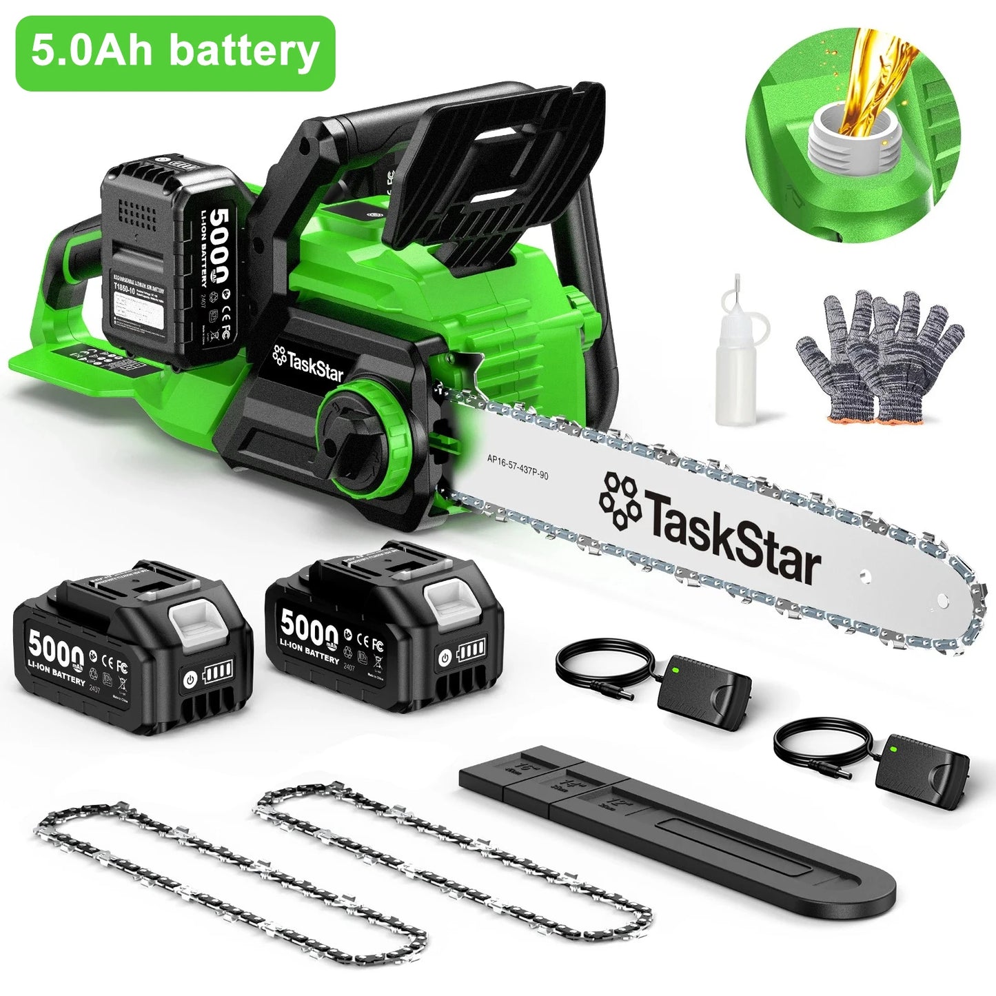 16" Chainsaw, lightweight but powerful, W/batteries and access