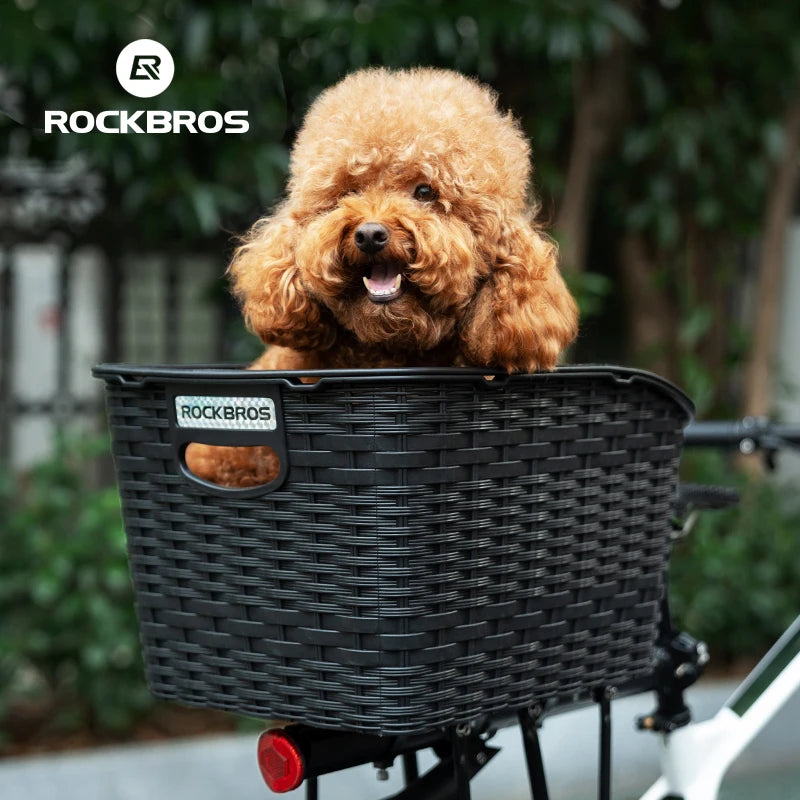 ROCKBROS Rear Bike Basket Large Capacity With Telescopic Cover
