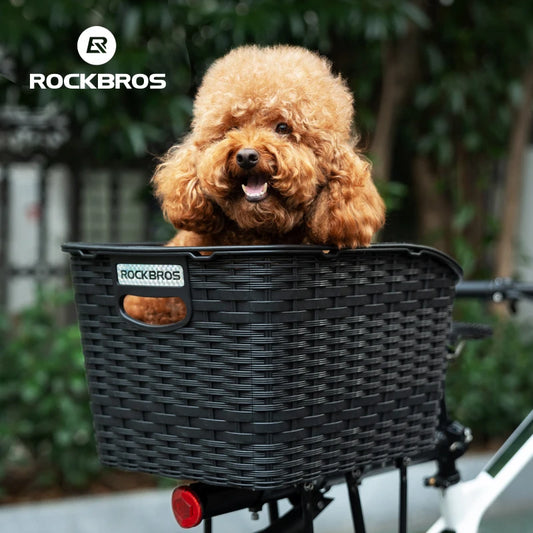 ROCKBROS Rear Bike Basket Large Capacity With Telescopic Cover