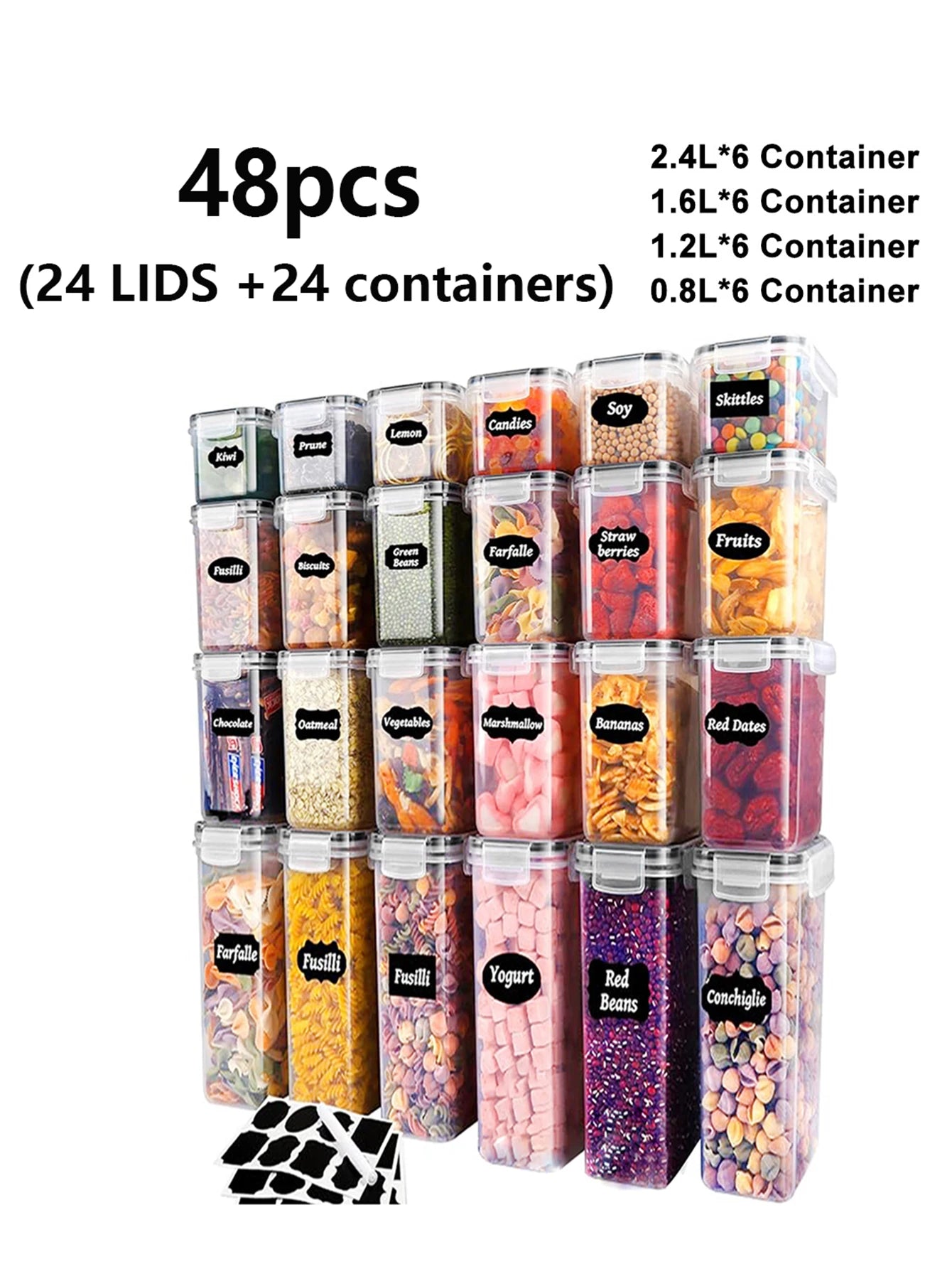 48pcs,Sealed food storage containers with LIDS,