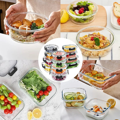 12pcs Glass Lunch Box Food Storage Containers