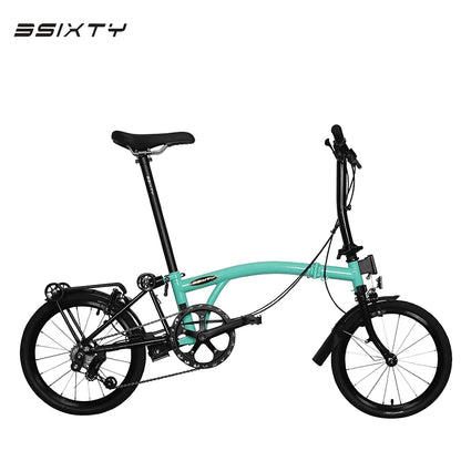 3sixty 16-inch folding bike 6-speed folding bike Chromium-Molybdenum Steel double V brakes portable camping folding urban bike