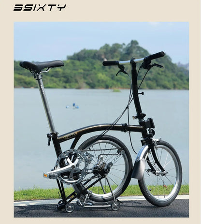 3sixty 16-inch folding bike 6-speed folding bike Chromium-Molybdenum Steel double V brakes portable camping folding urban bike