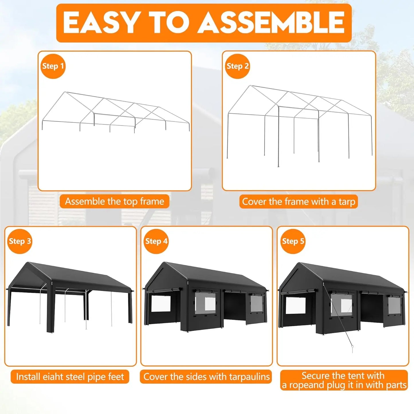 12' x 20' Outdoor Carport Canopy