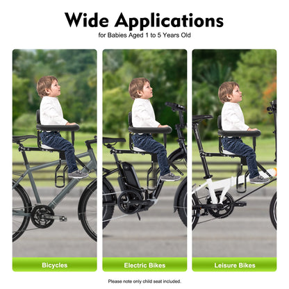 80kg Child Bicycle Seat Adjustable Bicycle Child Carrier Sponge Padding Kids Bike Seat for 1 to 5 Years Old Children