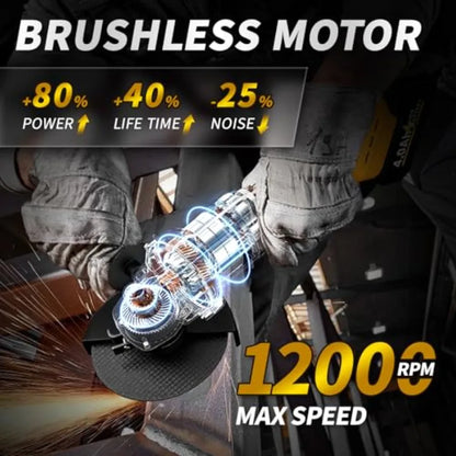 Cordless Angle Grinder 4-1/2" W/Batteries and Accessories