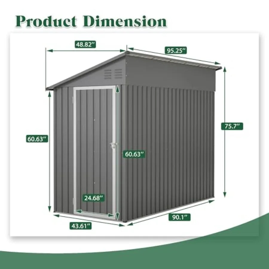 4'x8' Metal Lean To Lockable Shed
