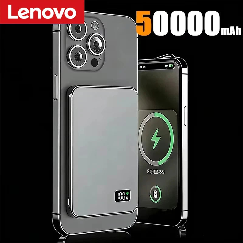 Lenovo 500000mAh Magnetic Power Bank PD22.5W Super Fast Charging Portable External Battery for Magsafe For Iphone Samsung Huawei