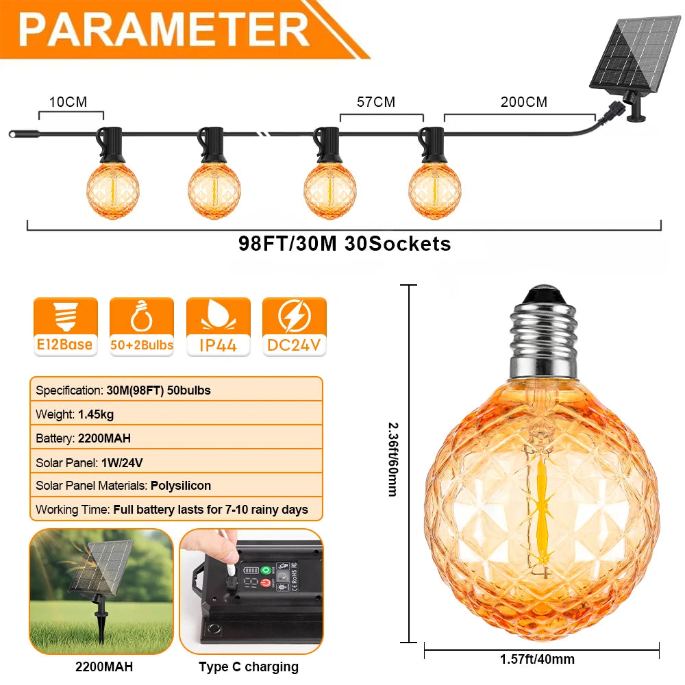 Diamond Shaped Plastic Outdoor Solar String Light
