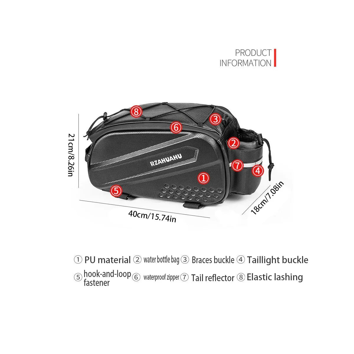 Large-capacity hard-shell rear camel bag for bicycles