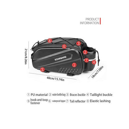 Large-capacity hard-shell rear camel bag for bicycles