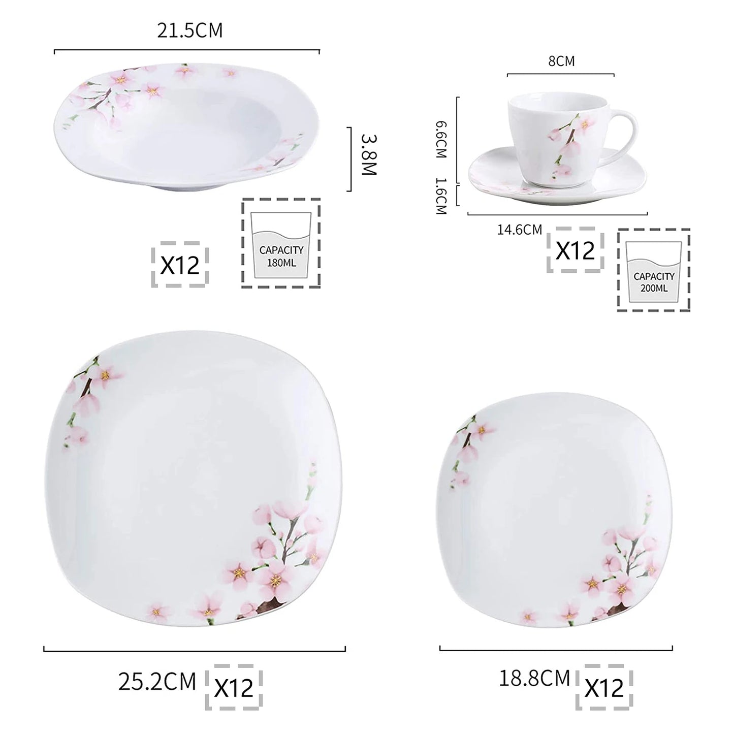 VEWEET ANNIE 30 Pc China Set for 6 Places
