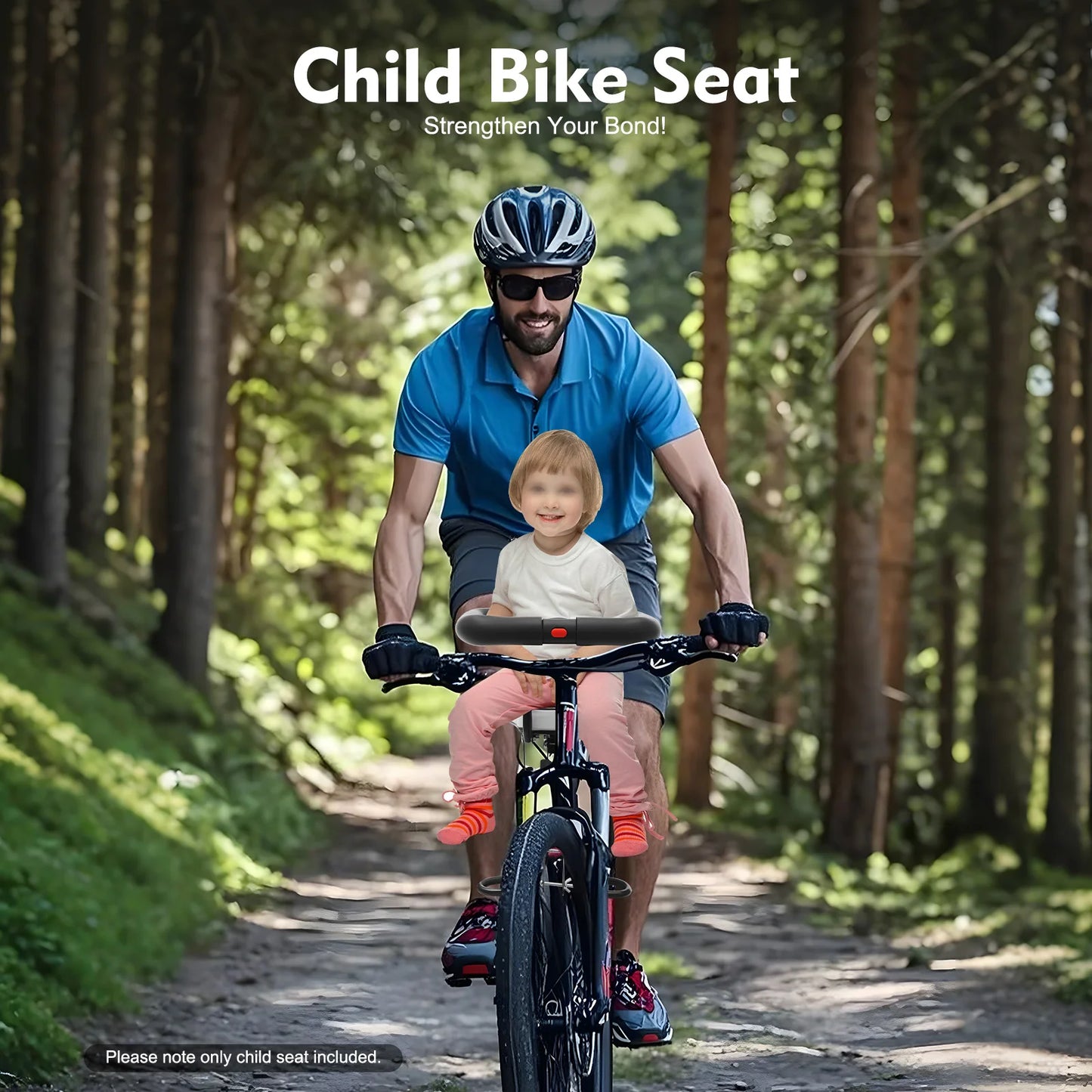 80kg Child Bicycle Seat Adjustable Bicycle Child Carrier Sponge Padding Kids Bike Seat for 1 to 5 Years Old Children