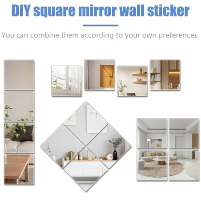 20 PCs 20 cm x20 cm Mirror Wall Stickers Acrylic
