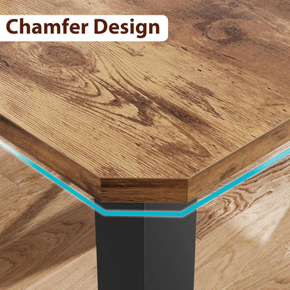 78.7 Inch Rectangle Wood W/Steel Legs, Seats 6