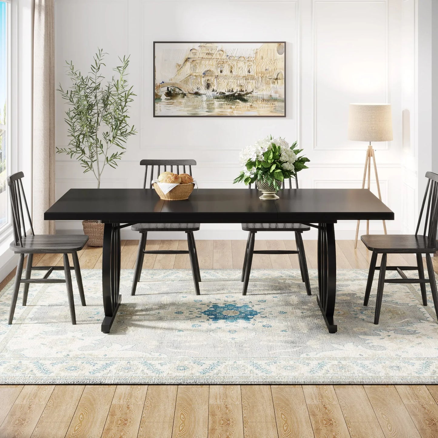 Tribesigns Dining Table for 4-6 People, HD Metal Legs