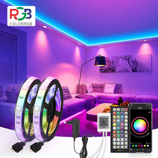 LED Strip Light RGB 5050 Music Sync Color Changing  Sensitive Built-in Mic, App Controlled LED Lights 5M 10M 15M DC12V Flexible