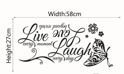 Live Laugh Love Butterfly Flower Wall Art Sticker Modern Wall Decals Quotes Vinyls Stickers Wall Stickers Home Decor Living Room