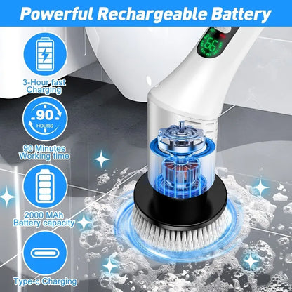 Electric Spin Scrubber 9 in 1 Cordless Cleaning Brush