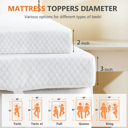 3 Inch Mattress Topper with Fabric Cover