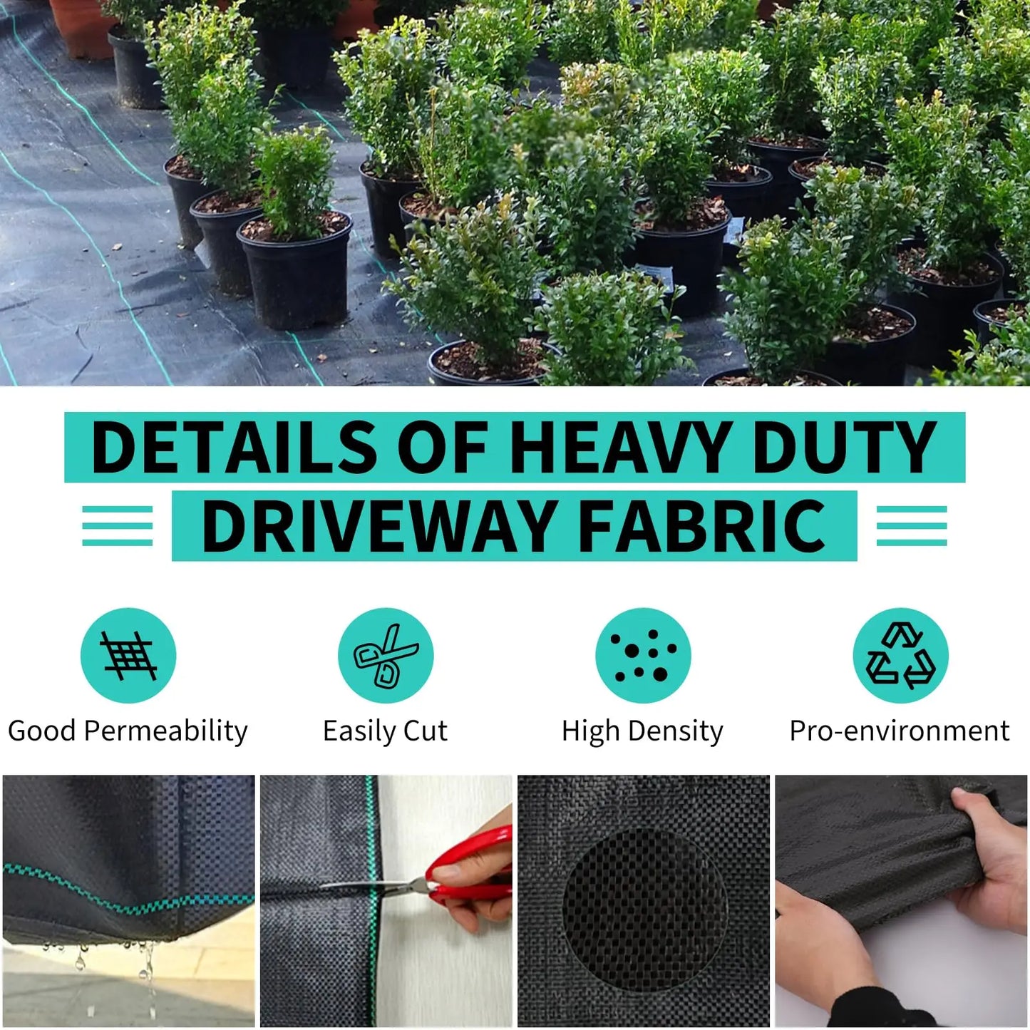 3/4/6*300/600FT Weed Barrier Landscape Fabric