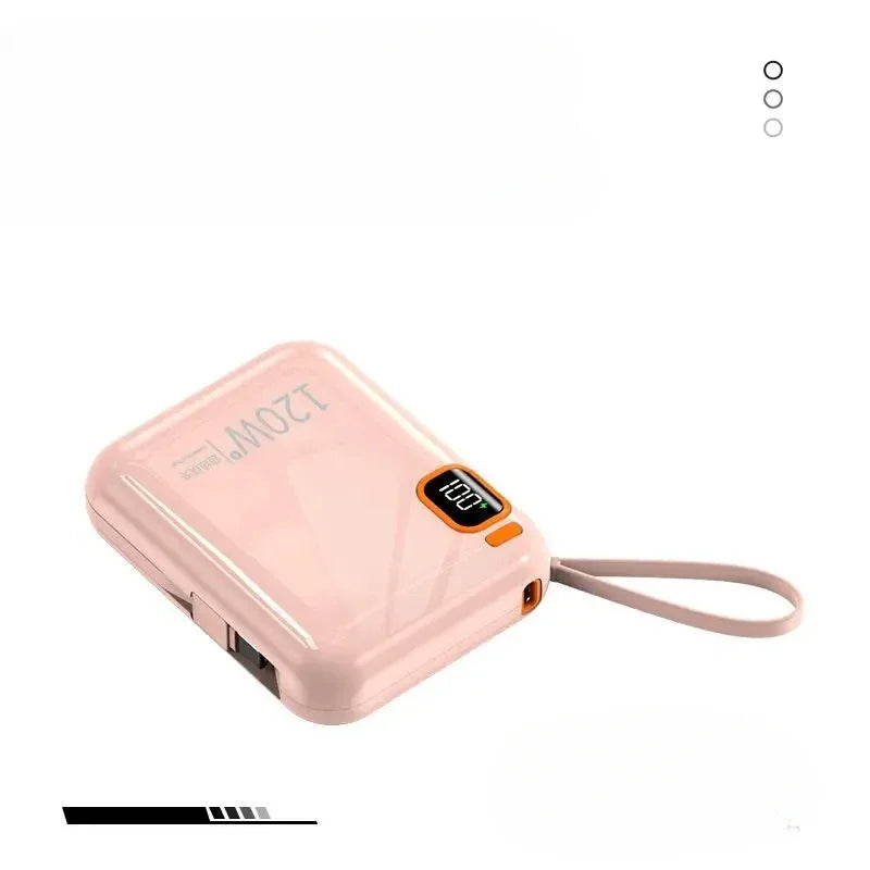 120W Power Bank 50000mah Portable High Capacity Cable Two-way Fast Charging Mini 2in1 Wire Powerbank For Iphone Samsung Xiaomi