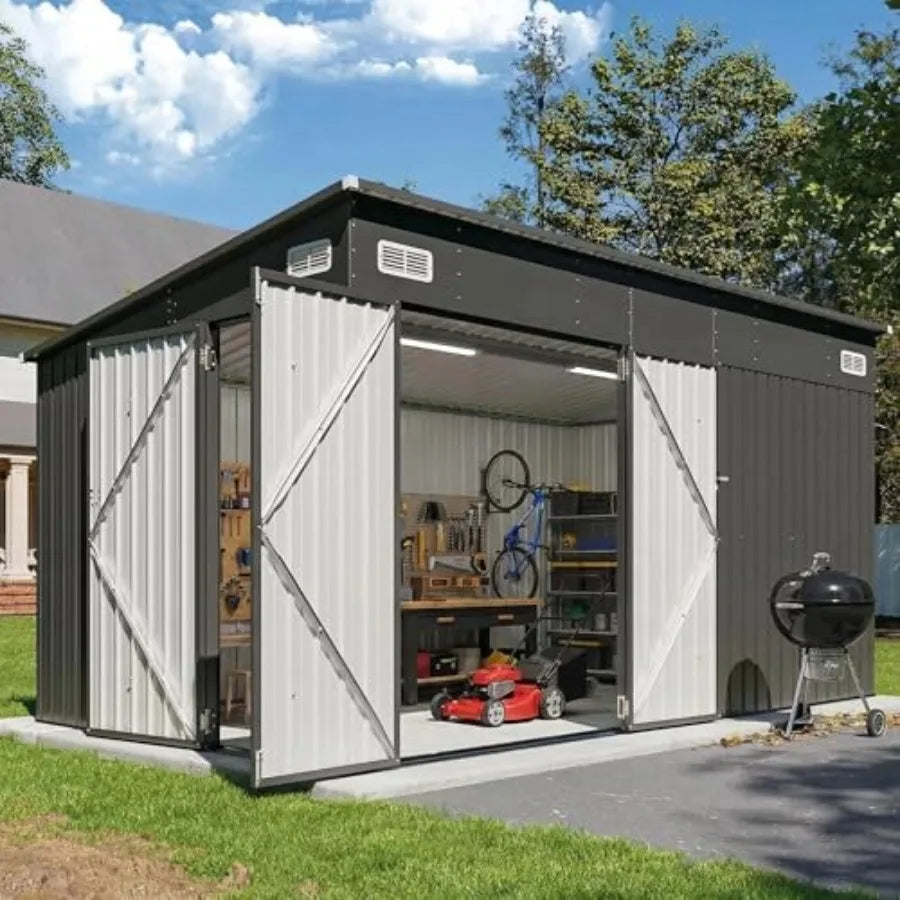Storage Shed Metal W/Triple Doors