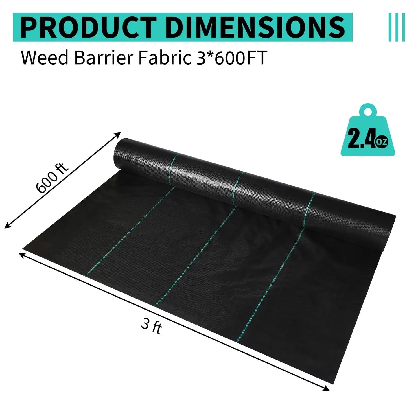 3/4/6*300/600FT Weed Barrier Landscape Fabric