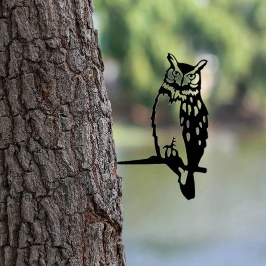 Metal Owl Tree Decor