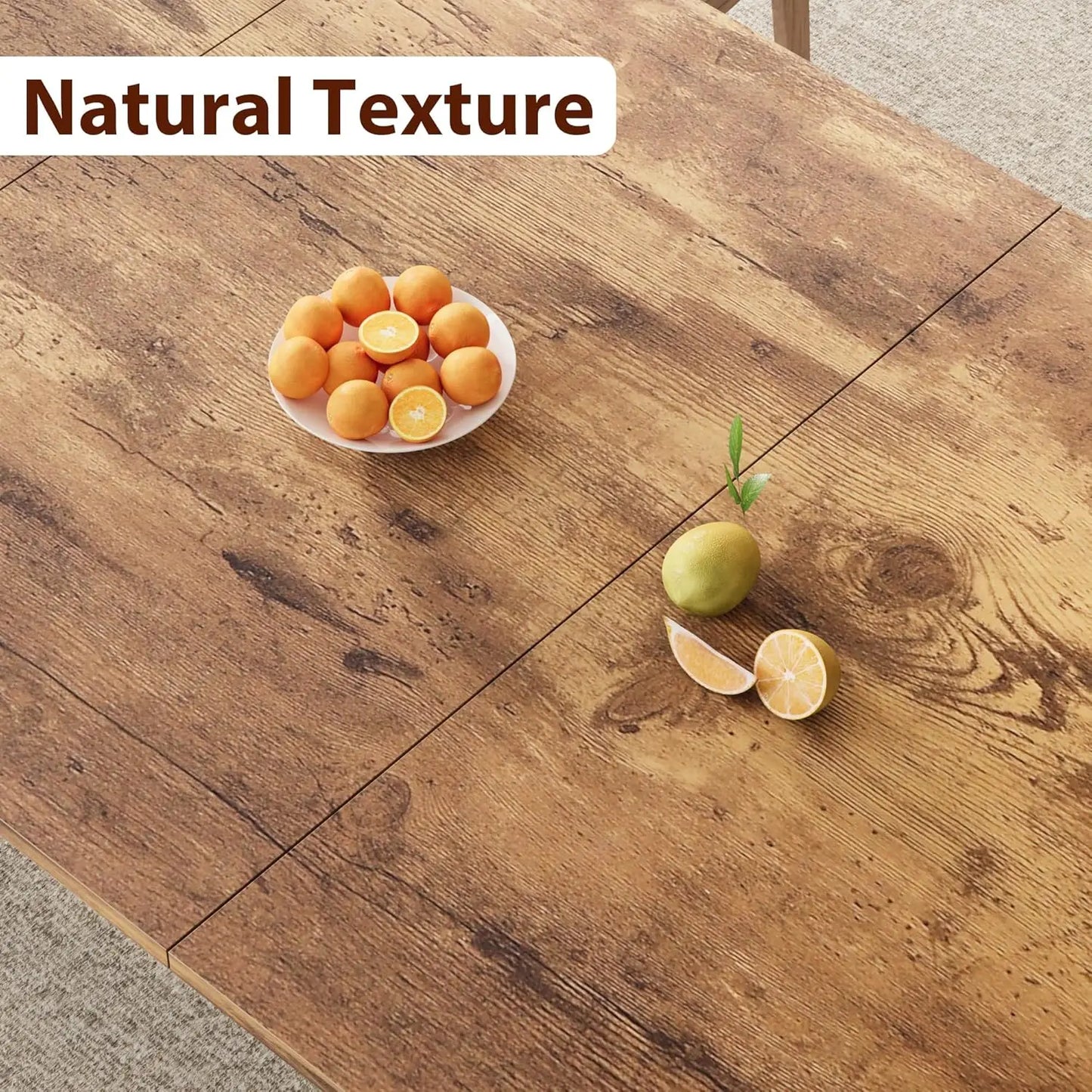 78.7 Inch Rectangle Wood W/Steel Legs, Seats 6