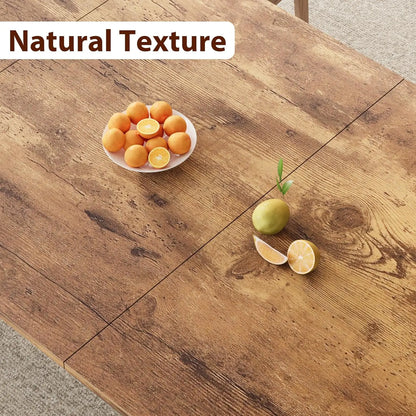 78.7 Inch Rectangle Wood W/Steel Legs, Seats 6
