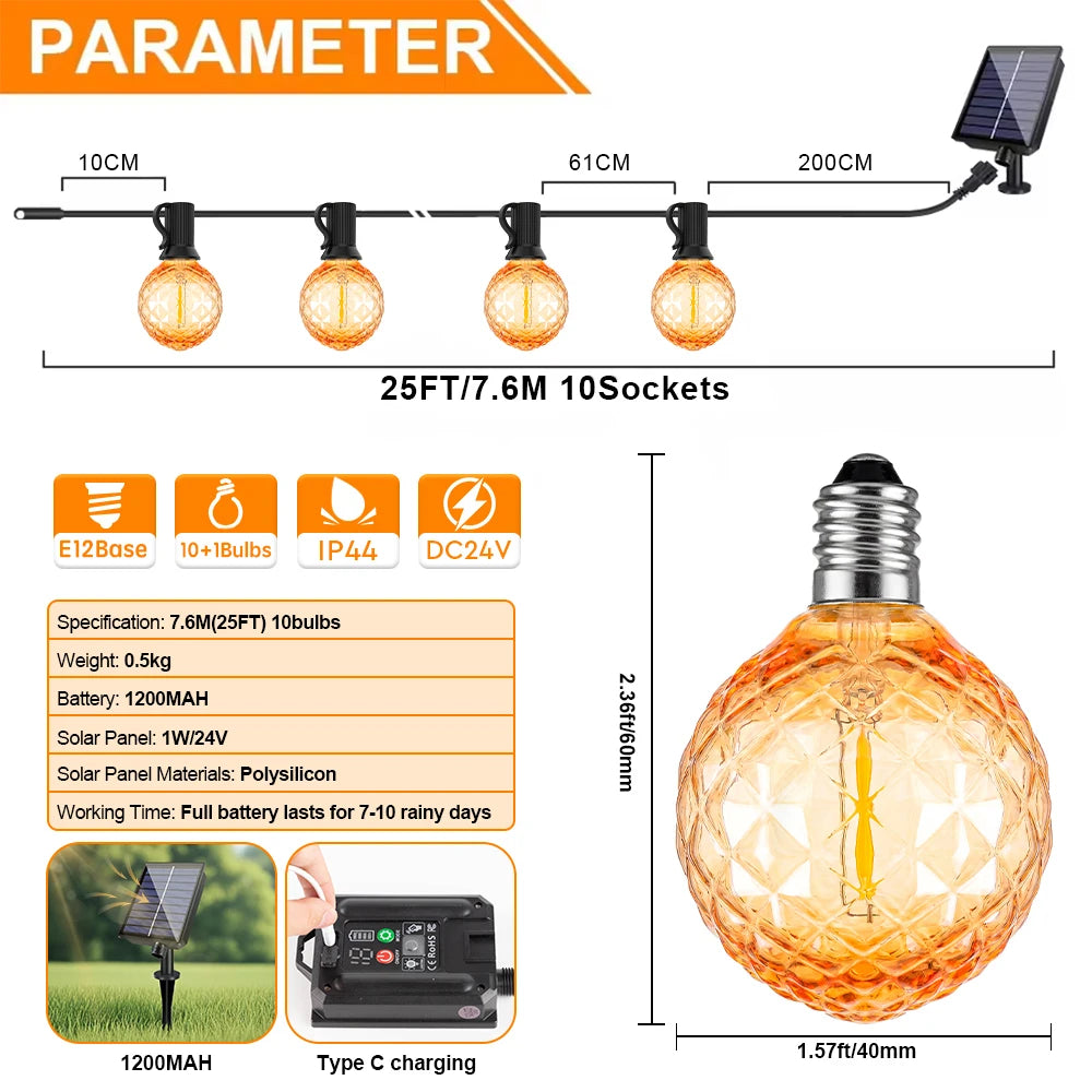 Diamond Shaped Plastic Outdoor Solar String Light