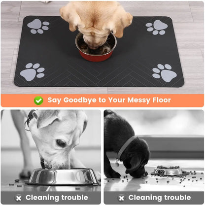 Pet Feeding Mat-Absorbent Pet Placemat for Food and Water