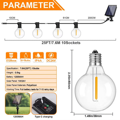 G40 Outdoor Solar String Light Garland