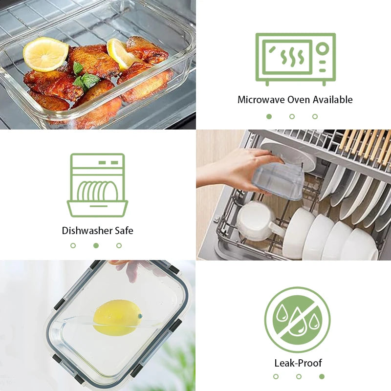 12pcs Glass Lunch Box Food Storage Containers